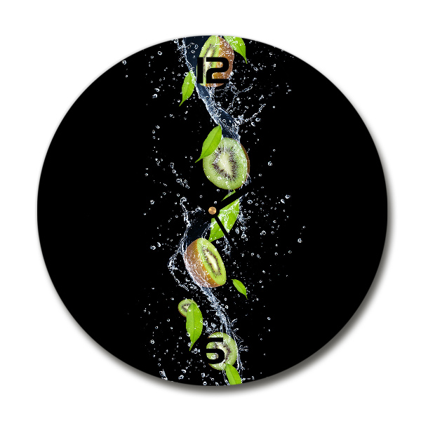 Ronde glazen wandklok Kiwi en water