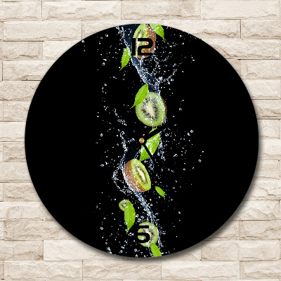 Ronde glazen wandklok Kiwi en water