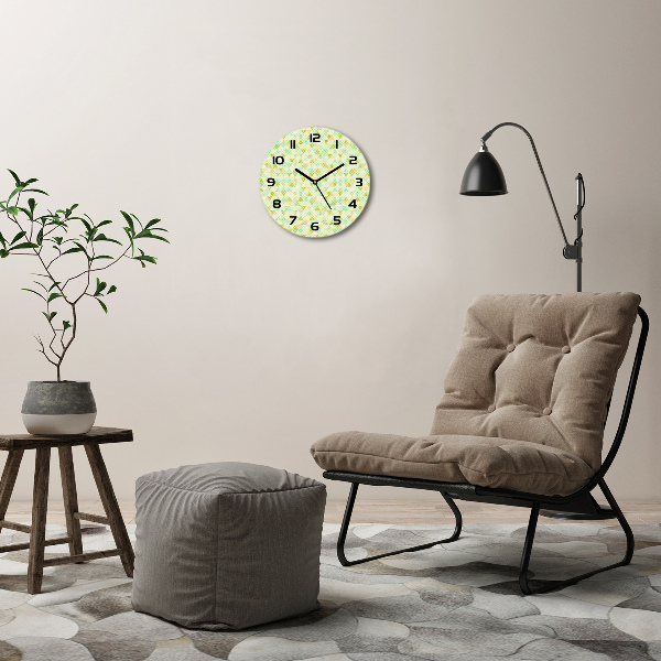 Ronde glazen wandklok Geometrische achtergrond