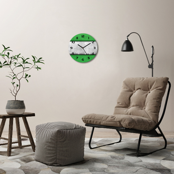 Ronde glas klok Groene muur