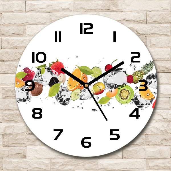 Ronde glas klok Fruit en water