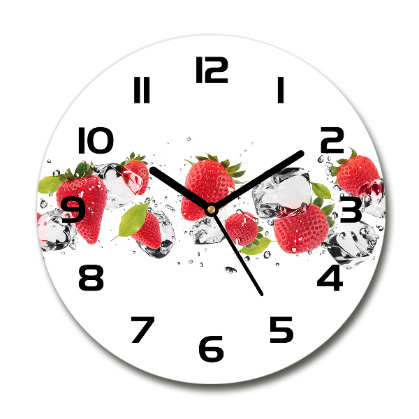 Ronde glazen klok Aardbeien en water