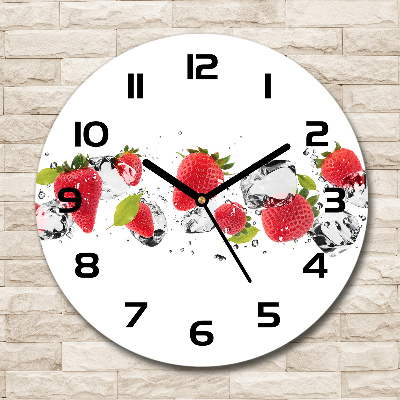 Ronde glazen klok Aardbeien en water