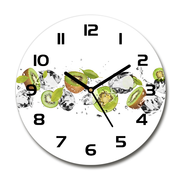 Ronde glazen wandklok Kiwi en water