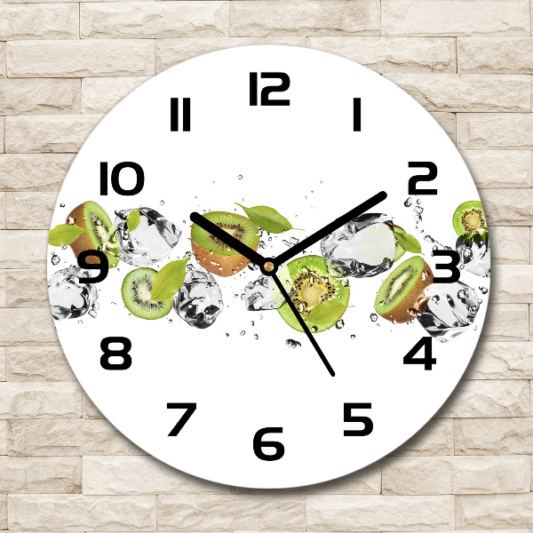 Ronde glazen wandklok Kiwi en water