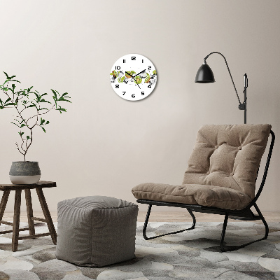 Ronde glazen wandklok Kiwi en water