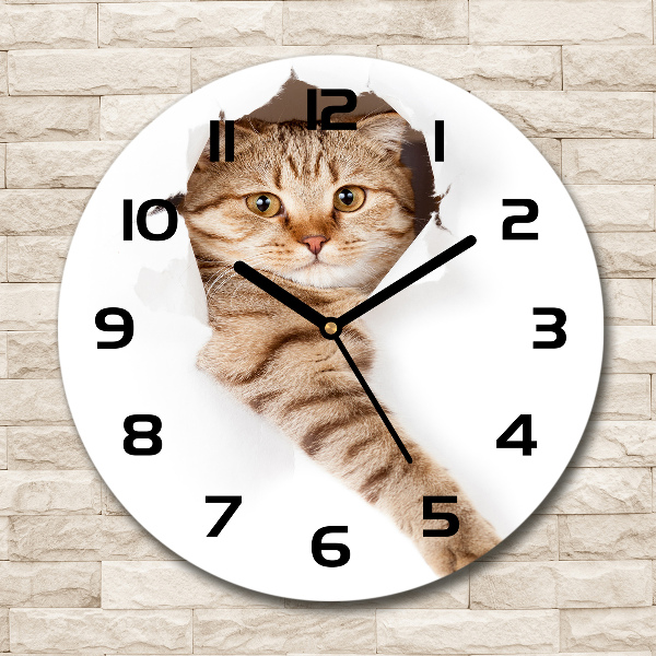 Ronde glas klok Kat