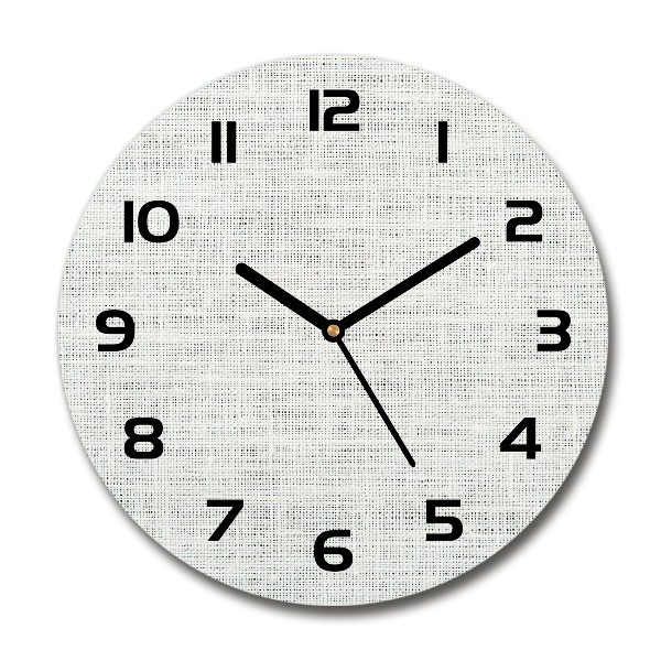 Ronde glazen wandklok Wit linnen canvas