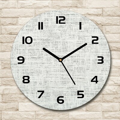 Ronde glazen wandklok Wit linnen canvas