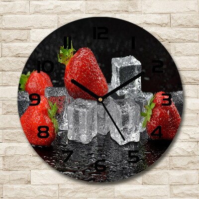 Ronde glas klok Aardbeien met ijs
