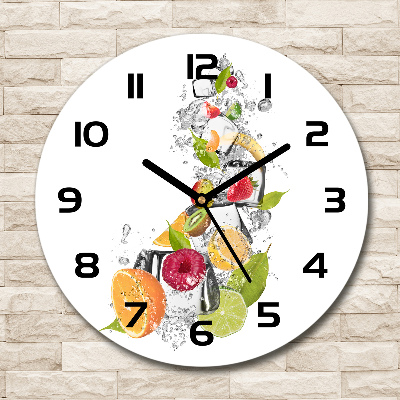 Ronde glazen wandklok Fruit met ijs