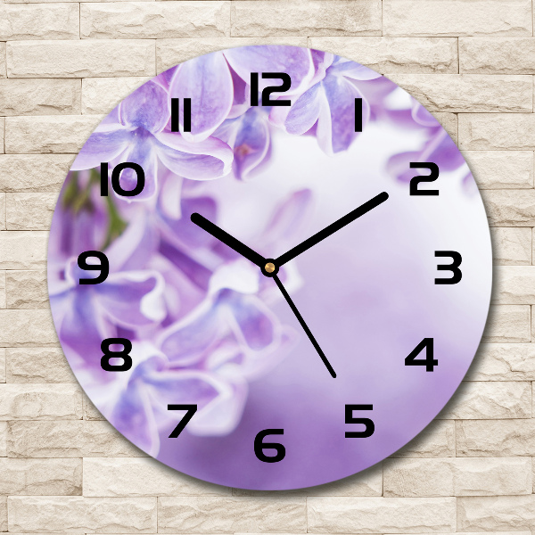 Ronde glas klok Seringbloemen