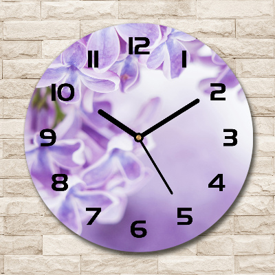Ronde glas klok Seringbloemen