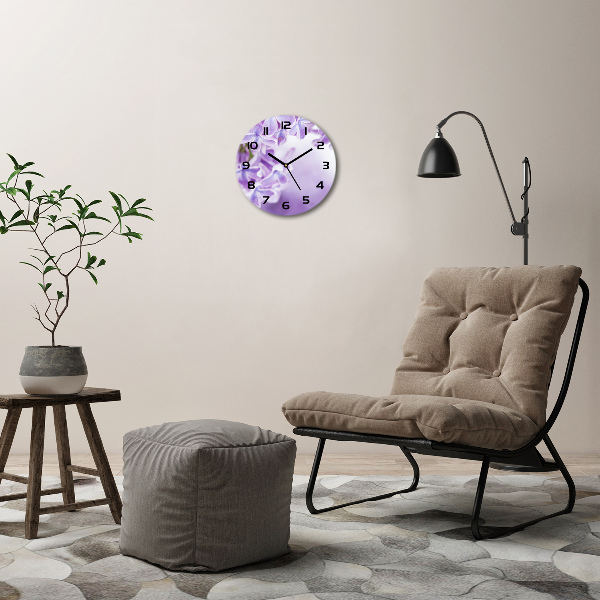 Ronde glas klok Seringbloemen