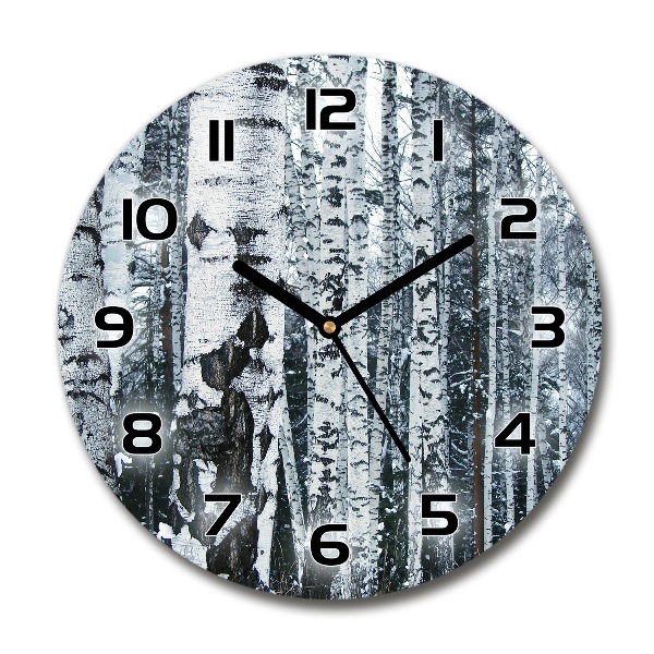 Ronde glas klok Berkenbomen
