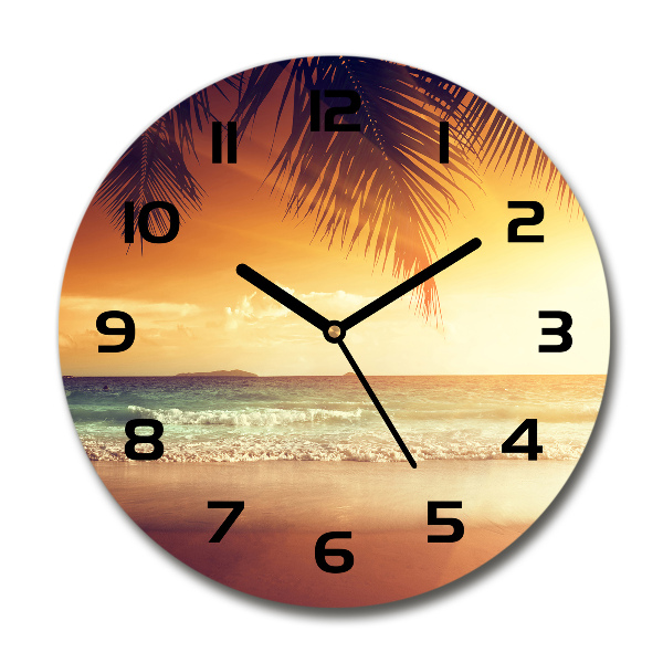 Ronde glazen wandklok Tropisch strand