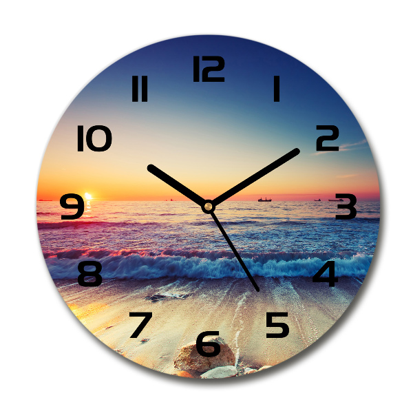 Ronde glas klok Zonsopgang aan zee