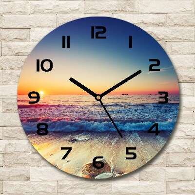 Ronde glas klok Zonsopgang aan zee