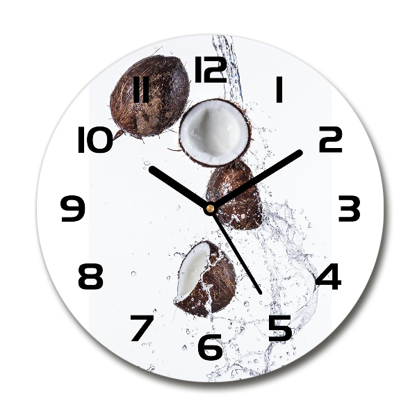 Ronde glas klok Kokosnoot met water