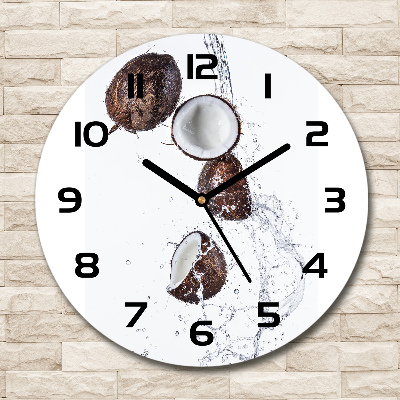 Ronde glas klok Kokosnoot met water