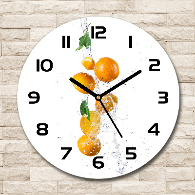 Ronde glazen wandklok Sinaasappels en water