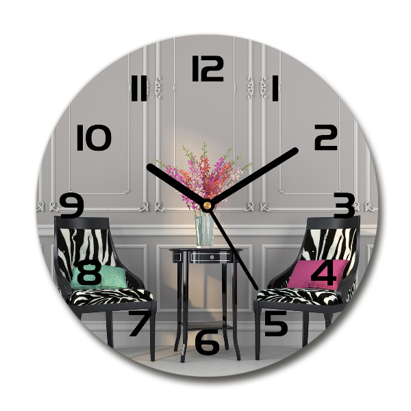 Ronde glas klok Twee stoelen