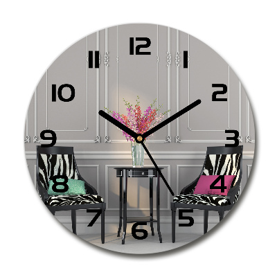 Ronde glas klok Twee stoelen