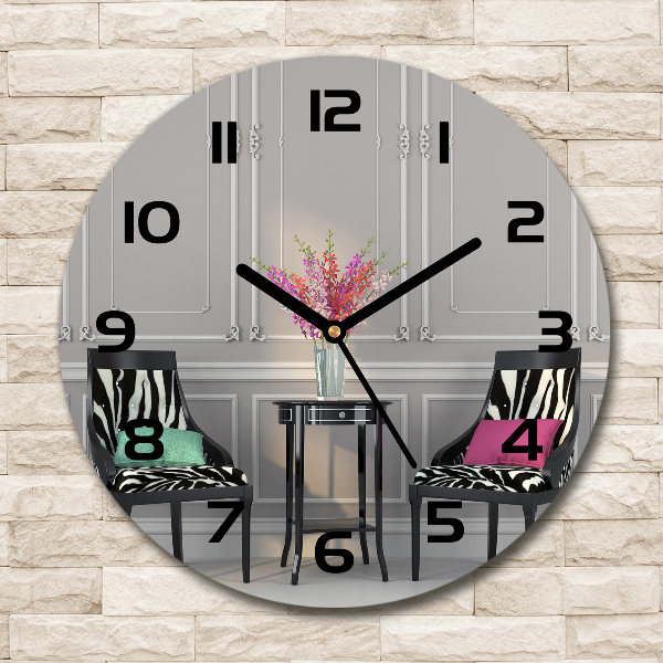 Ronde glas klok Twee stoelen
