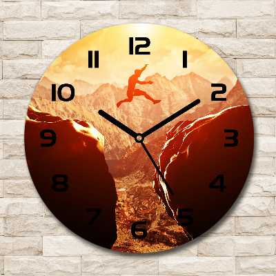 Ronde glas klok Spring over de afgrond