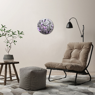 Ronde glazen wandklok Bieslookbloemen