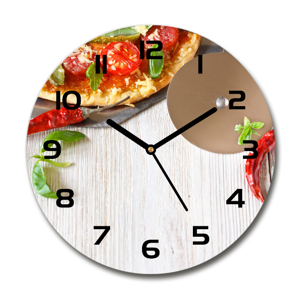 Ronde glas klok Pizza