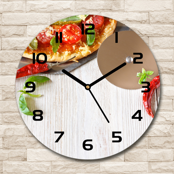 Ronde glas klok Pizza