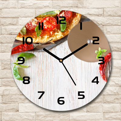 Ronde glas klok Pizza
