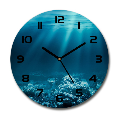 Ronde glazen wandklok Onderwaterwereld