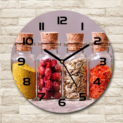 Ronde glazen wandklok Kleurrijke kruiden