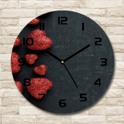 Ronde glas klok Harten op het bord