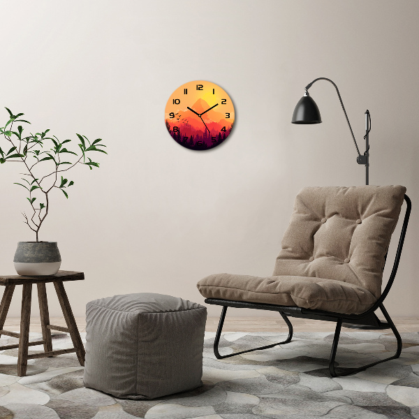 Ronde glas klok Berglandschap