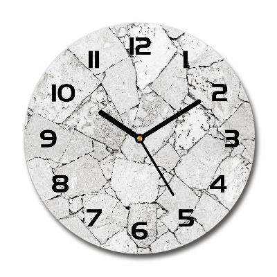 Ronde glazen wandklok Stenen muur
