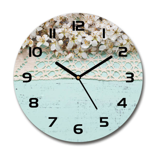 Ronde glas klok Kersenbloesems