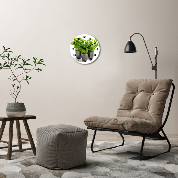 Ronde glas klok Kruiden in potten