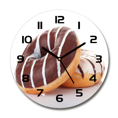 Ronde glas klok Chocoladedonuts