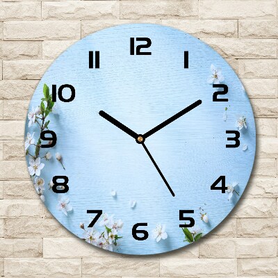 Ronde glazen klok Achtergrond met kersenbloesems