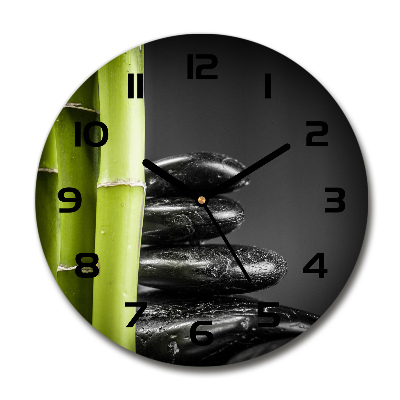 Ronde glas klok Bamboe