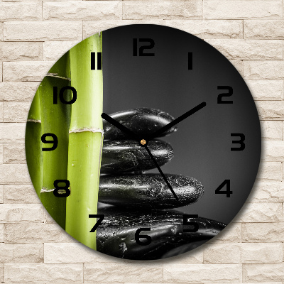 Ronde glas klok Bamboe