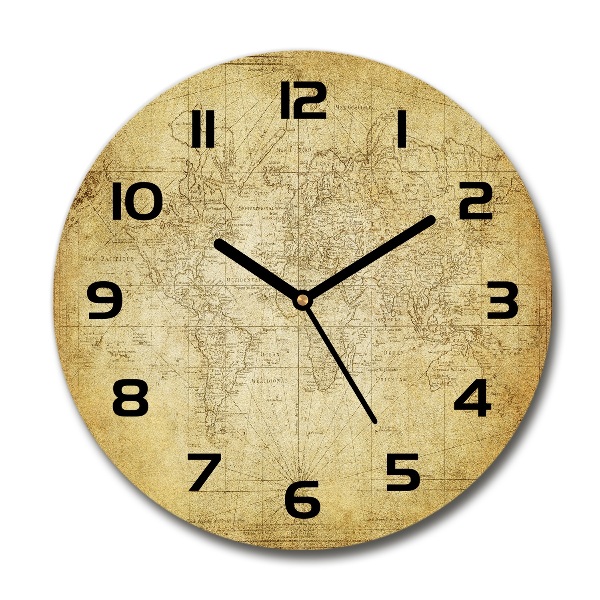 Ronde glazen klok Oude wereldkaart