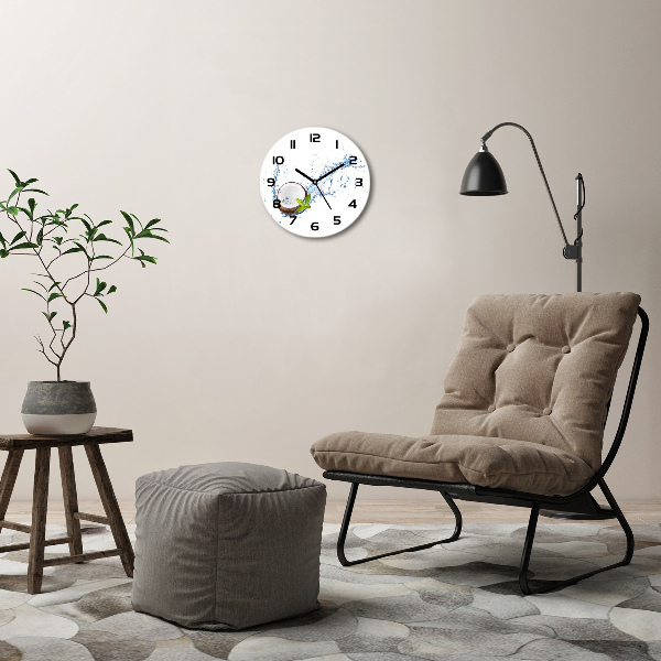 Ronde glas klok Kokosnoot en water