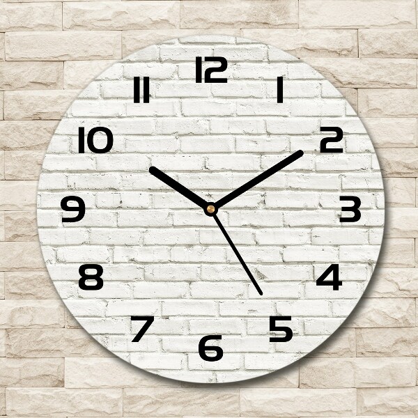 Ronde glazen klok Bakstenen muur