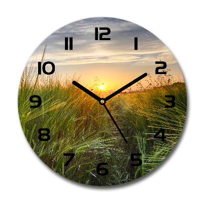 Ronde glazen wandklok Tarweveld