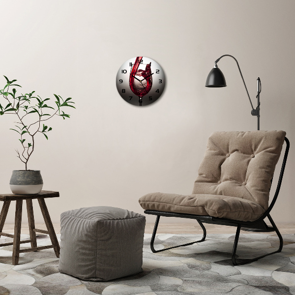 Ronde glas klok Rode wijn