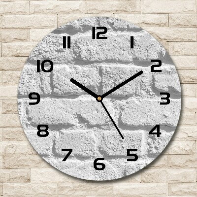 Ronde glazen klok Bakstenen muur